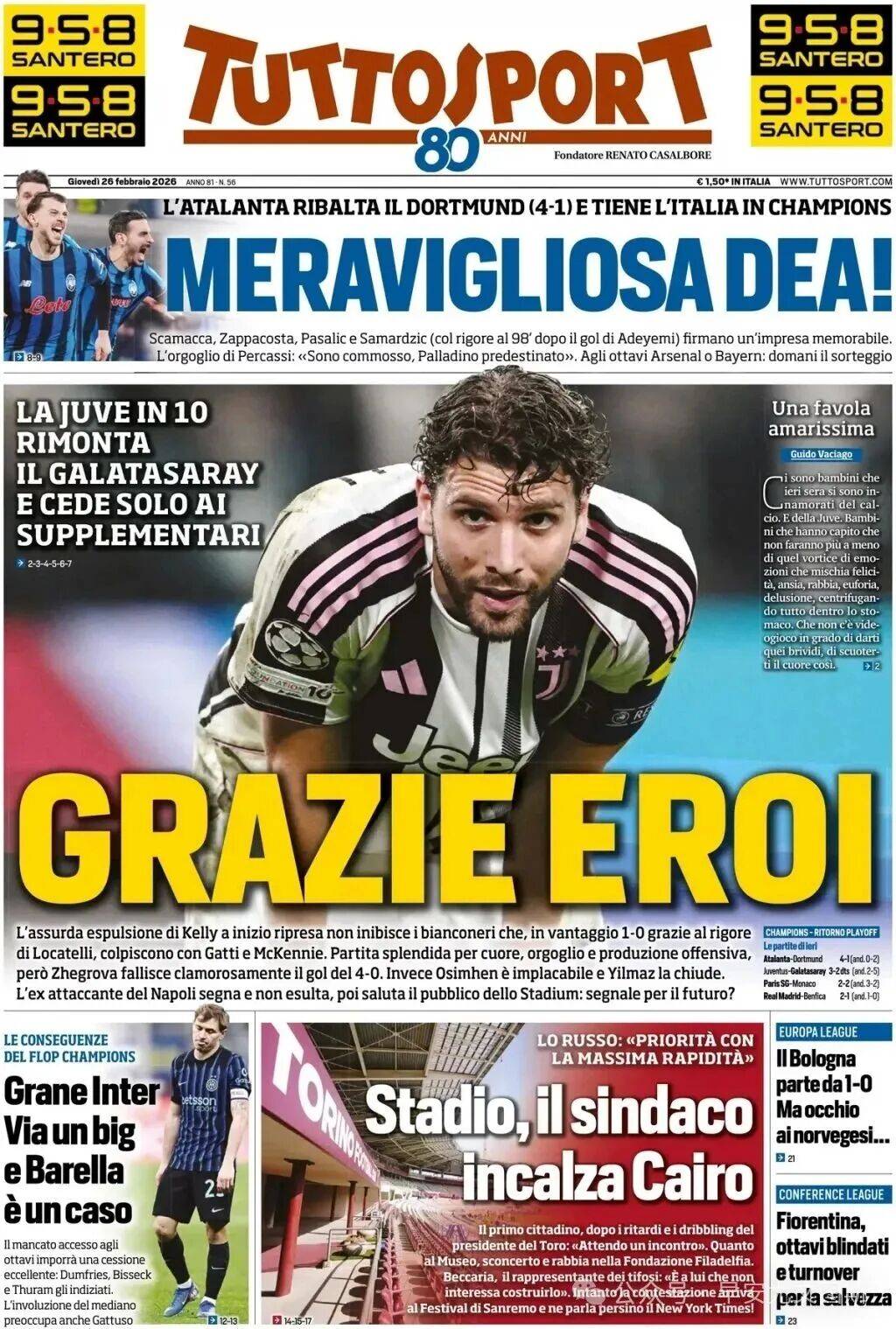 โอซิมเฮนงดเฉลิมฉลองประตูขณะที่สื่ออิตาลีชื่นชมความอดทนของยูเวนตุสก่อนการปะทะสำคัญในการคัดเลือกแชมเปียนส์ลีกสุดสัปดาห์นี้ การแข่งขันกับกาลาตาซาราย